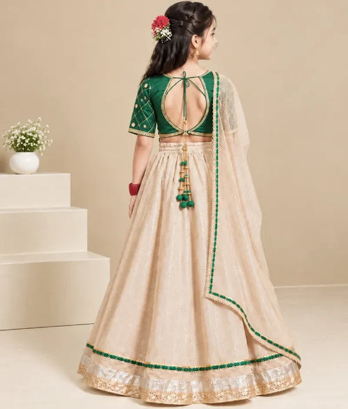 Aangi Bottle Green Work Choli with Lehenga Set