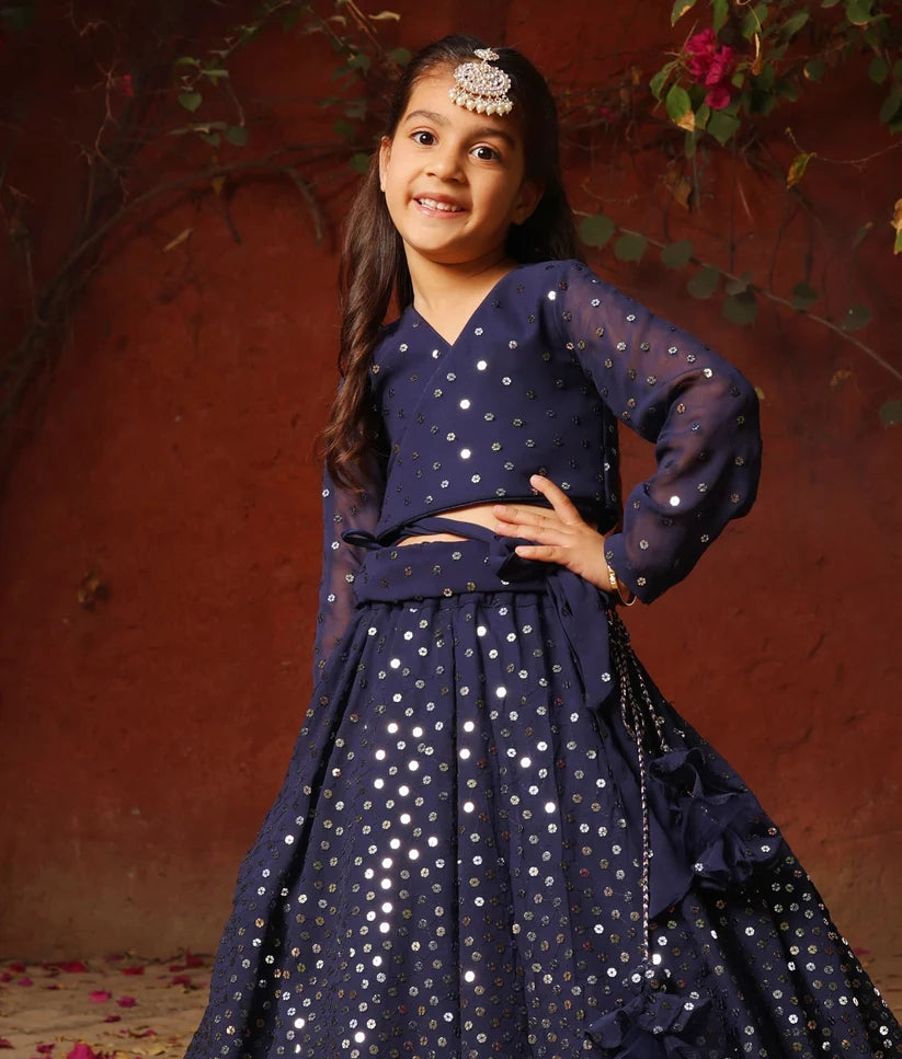 BLUE EMBROIDERED LEHENGA CHOLI SET