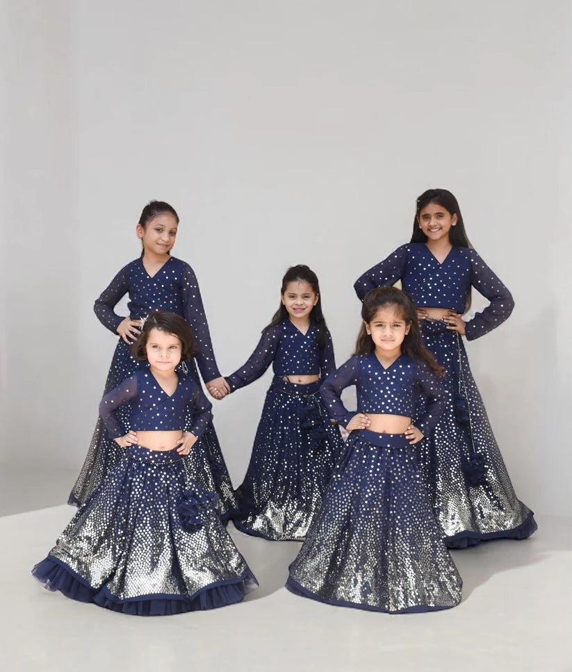 BLUE EMBROIDERED LEHENGA CHOLI SET