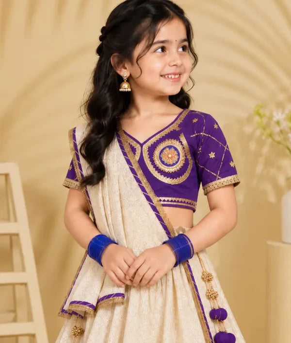 Aangi Purple Work Choli with Lehenga Set