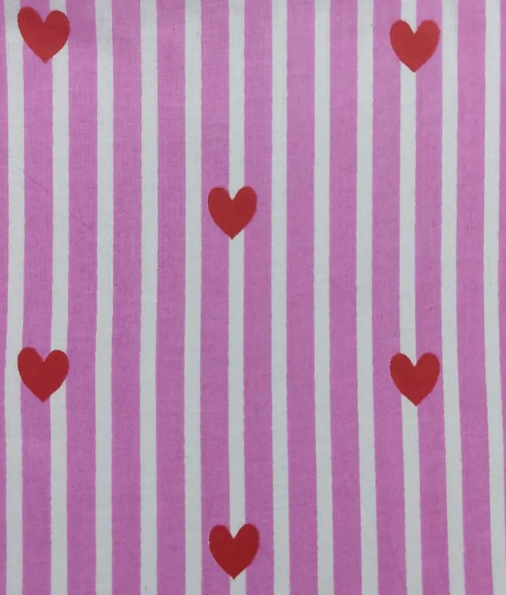 Pink Heart & Stripe Printed Kurti with Green Farshi Salwar