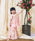 Peach Gota Tulip Embroidered Long Choli Lehenga Set