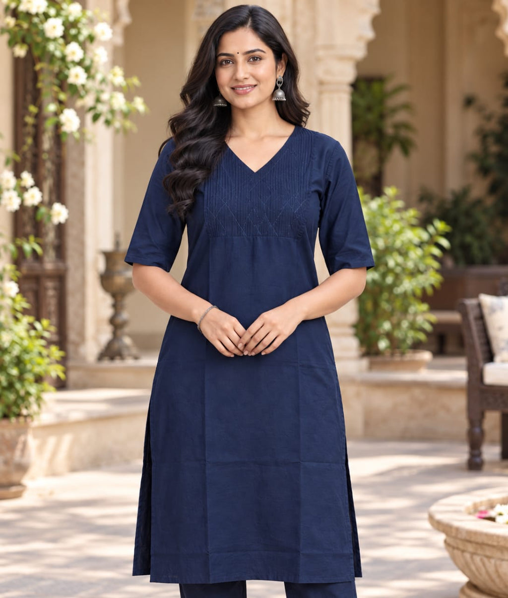 Blue Chanderi Silk Suit with Tonal Thread Work