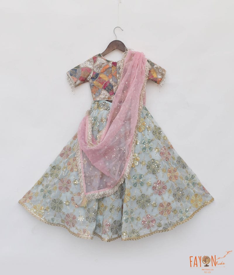 OFF WHITE EMBROIDERED CHOLI WITH LEHENGA