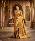 Golden Kanjivaram silk saree