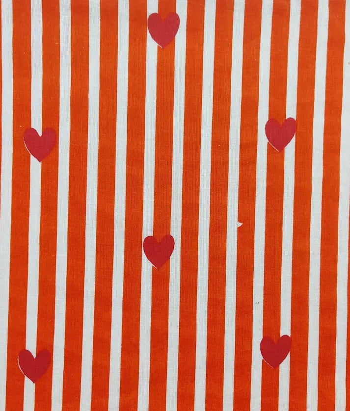 Orange Heart & Stripe Printed Kurti with Yellow Farshi Salwar