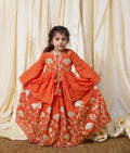 Orange Gota Tulip Embroidered Long Choli Lehenga Set