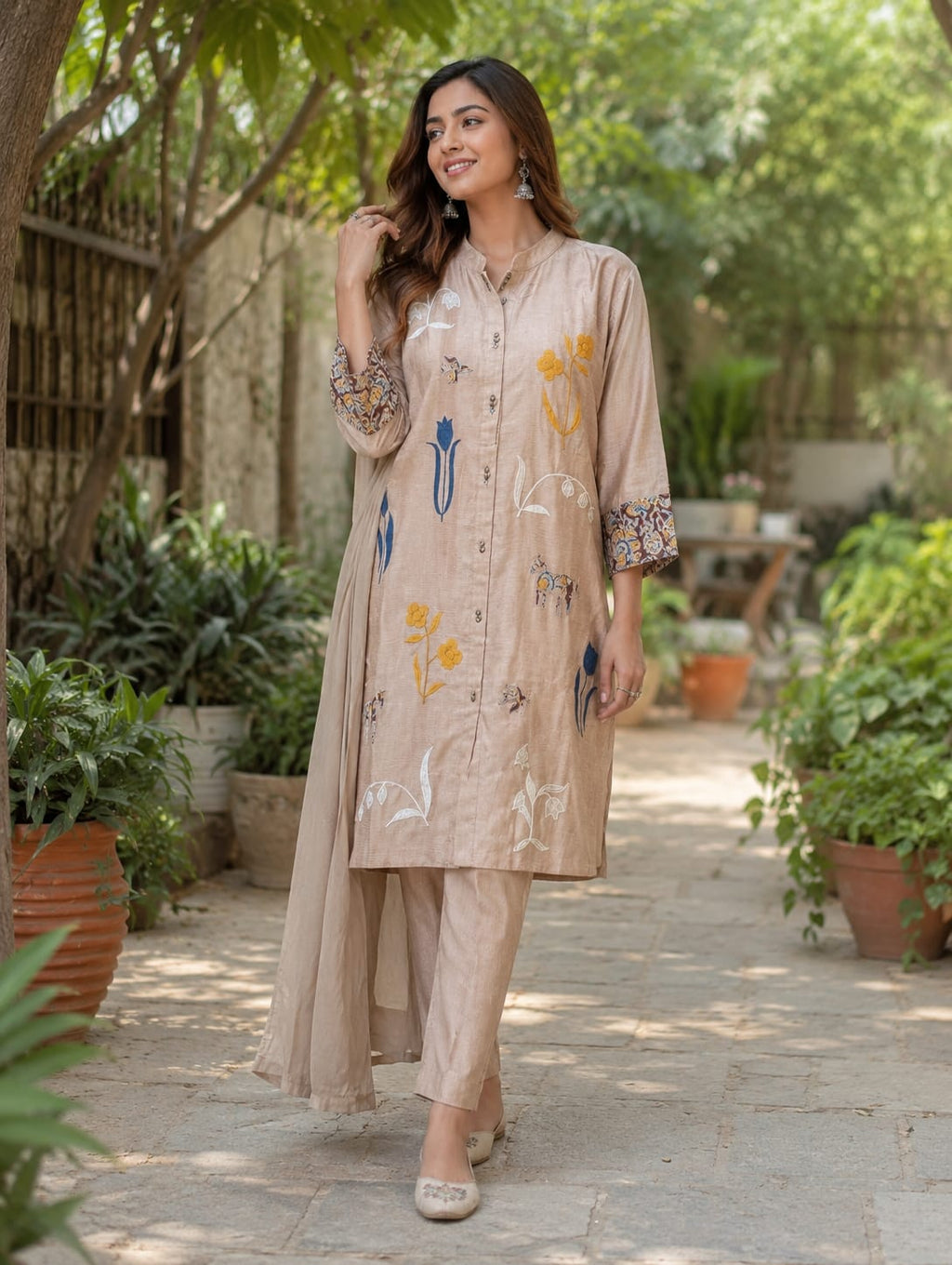 Mul Chanderi Suit | Soft & Breathable Handcrafted Ethnic Wear