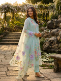 Sky Blue Organza Suit with Thread Embroidery
