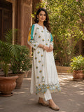 White Thread Work Suit Set