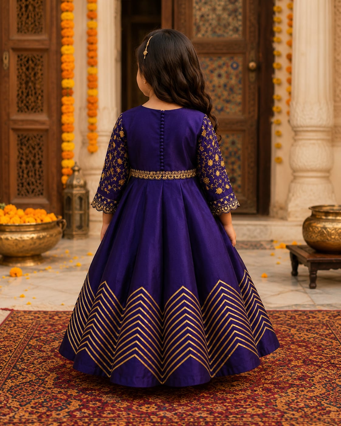 Pre order:Gorgeous purple Gota Work Kids Gown